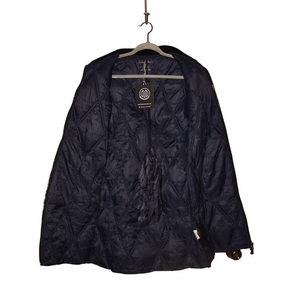 BERNARDO NEW $215 Knit Sleeve Diamond‎ Quilt Puffer Coat Navy XS - Picture 5 of 7
